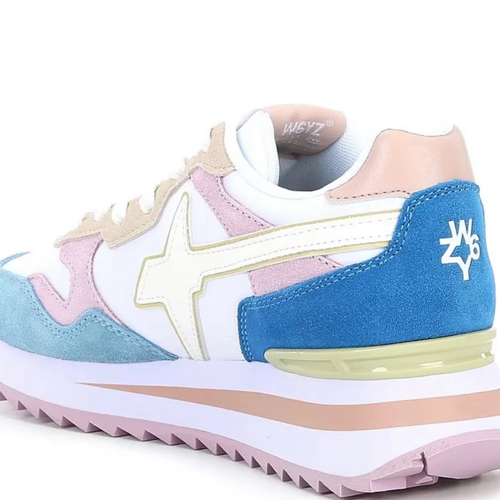 W6YZ      Yak suede colorblock retro platform sneakers - Picture 3 of 12